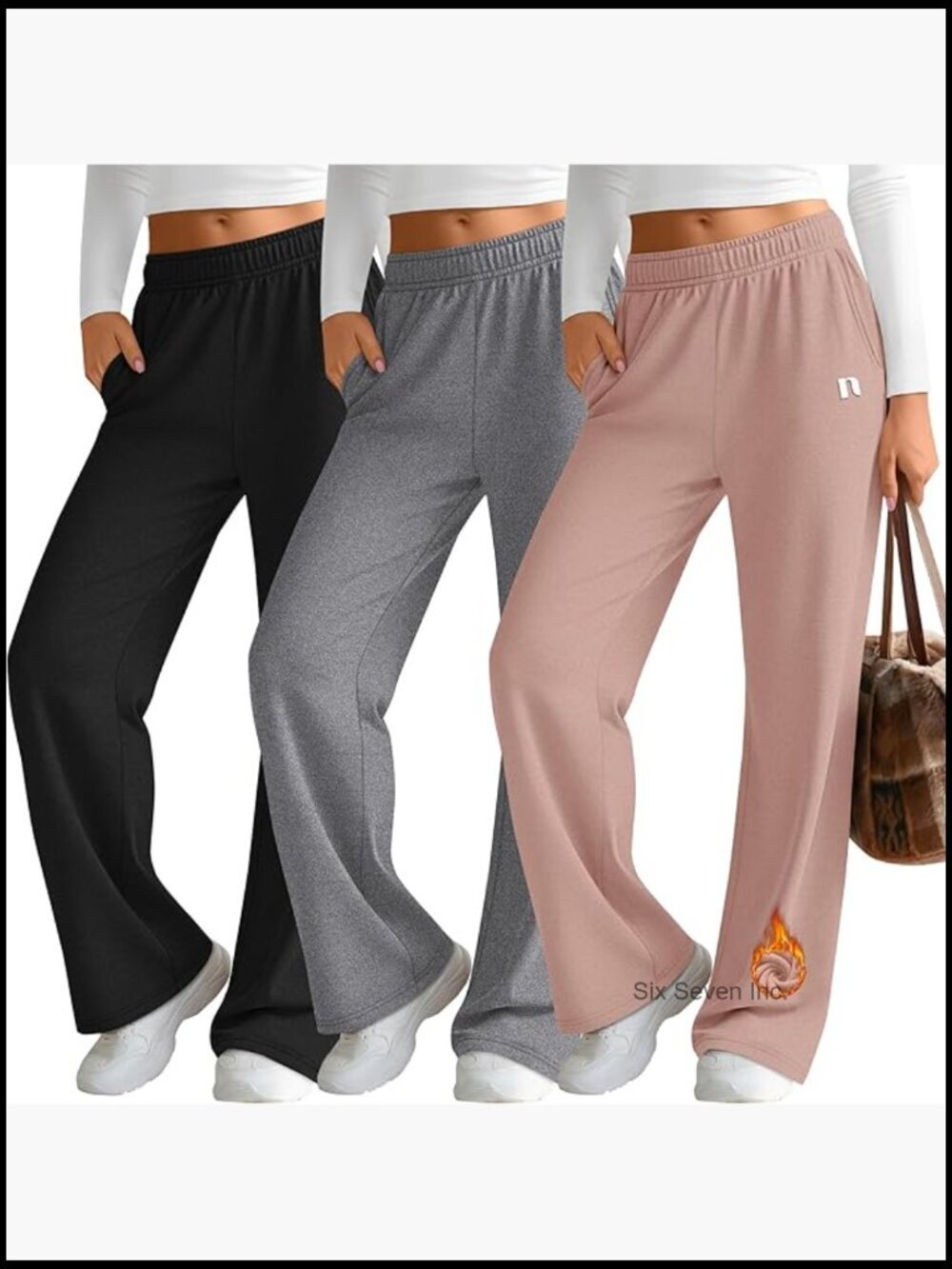 3 Pack Fleece Lined Baggy Joggers Thermal Workout Lounge Pants with Pockets